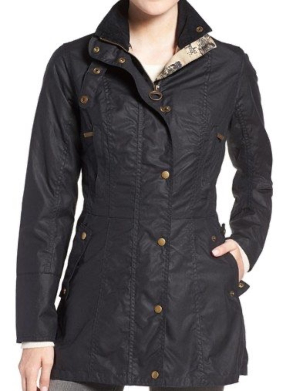 Barbour Holsteiner Panelled Flared Jacket Dark Navy 6 US 10 UK